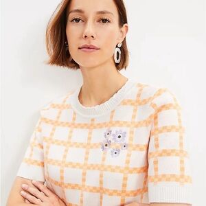 NWT Loft cotton shirt top blouse with cute gingham print size medium